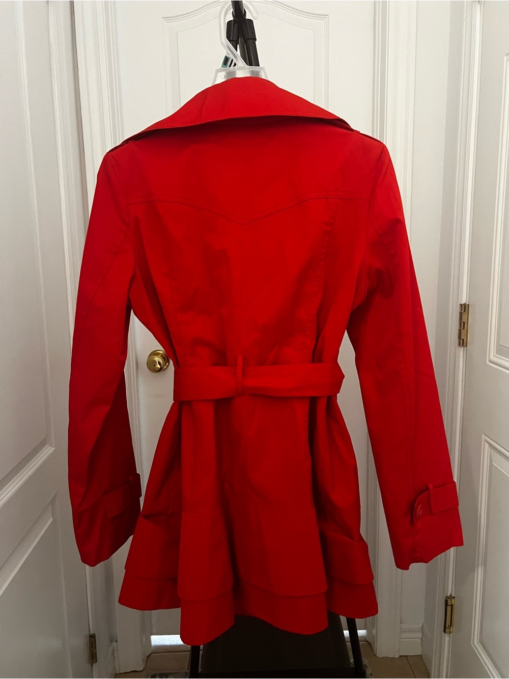 Vintage Guess Red Double Breasted Trench Coat Belted Women’s Medium - Picture 8 of 9